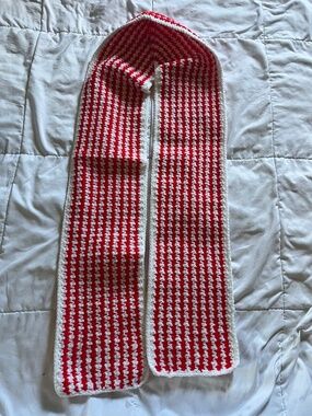 Handmade Red and White Scarf
